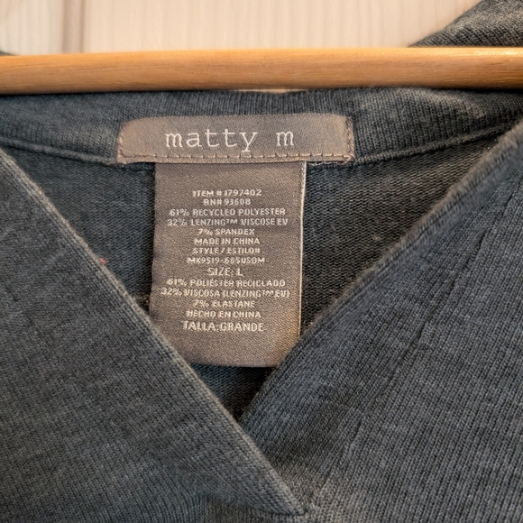 Matty M Charcoal V-Neck Long Sleeve Top - Picture 2 of 4